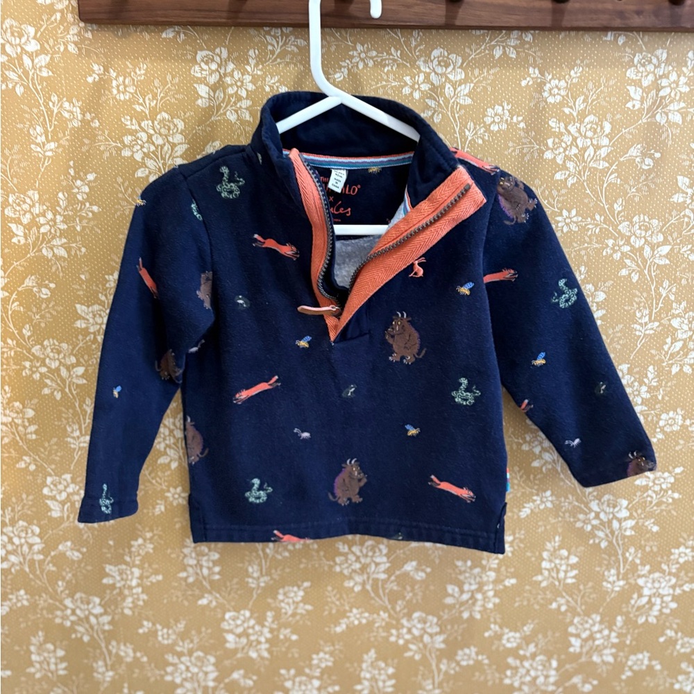 Joules Gruffalo Navy Blue Kids' Hoodie with Orange Zipper
